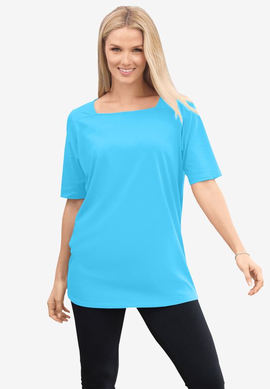 Woman Within Womens Plus Size Perfect Square Neck Tee